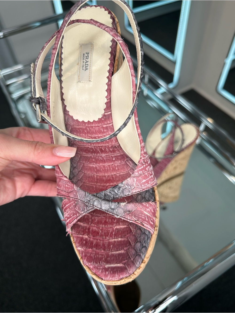 Prada Ombr Snake Cork Wedge - image 8